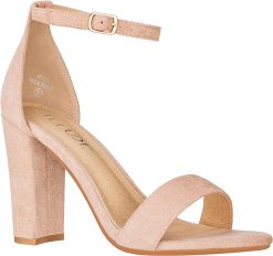 Womens Open Toe Heels (Nude Suede)