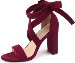 Womens Lace Up Heels (Burgundy)
